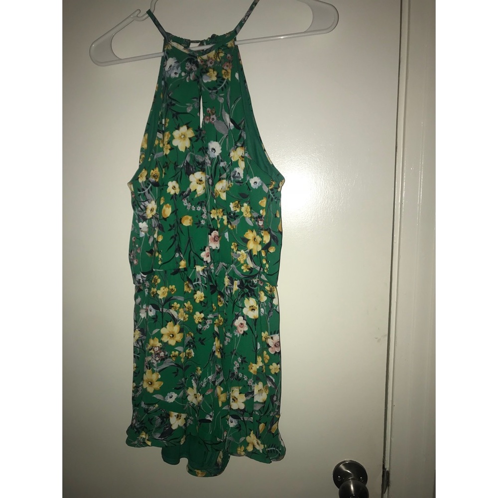 Green floral romper
